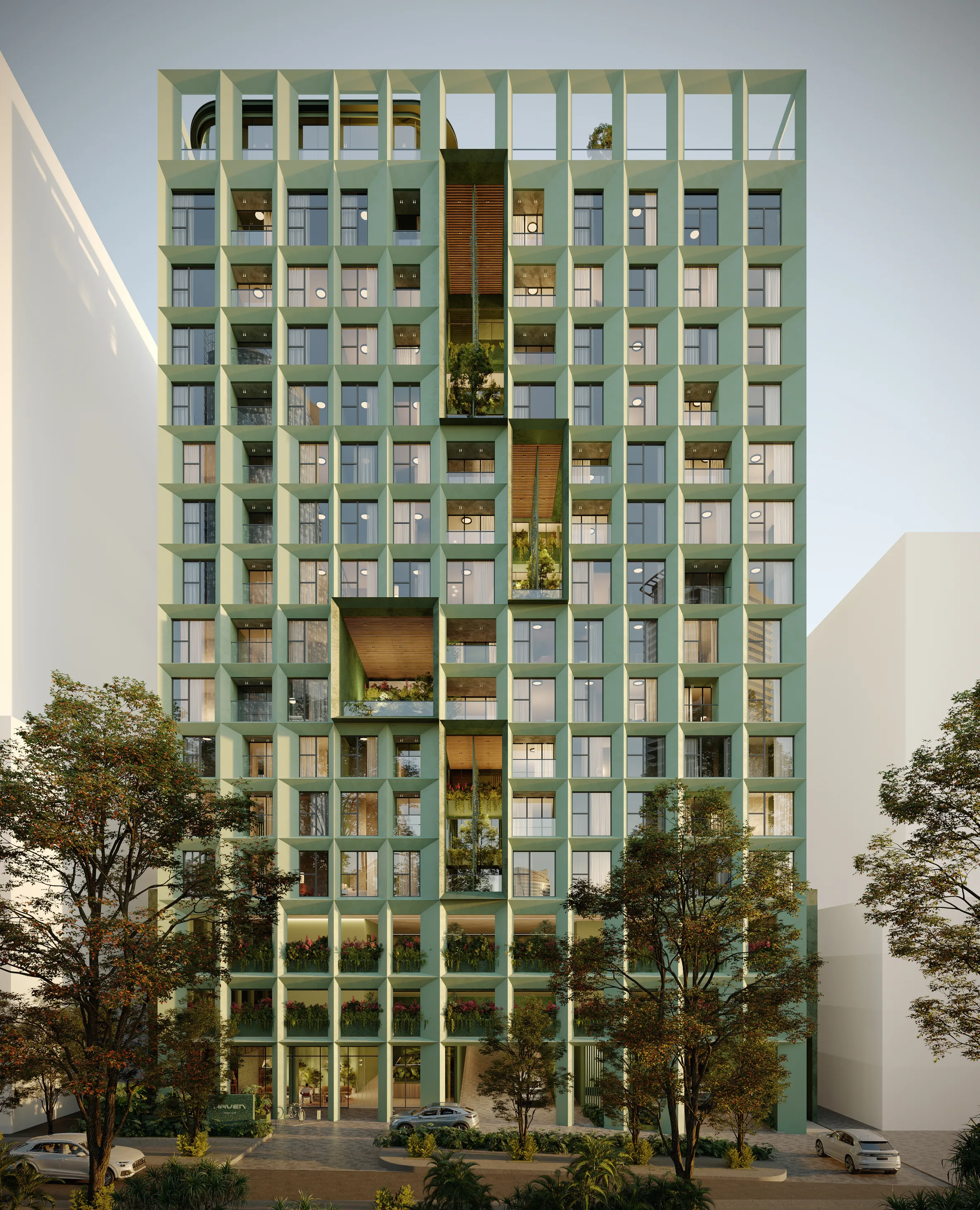 Render of the HAVEN tower in its urban setting